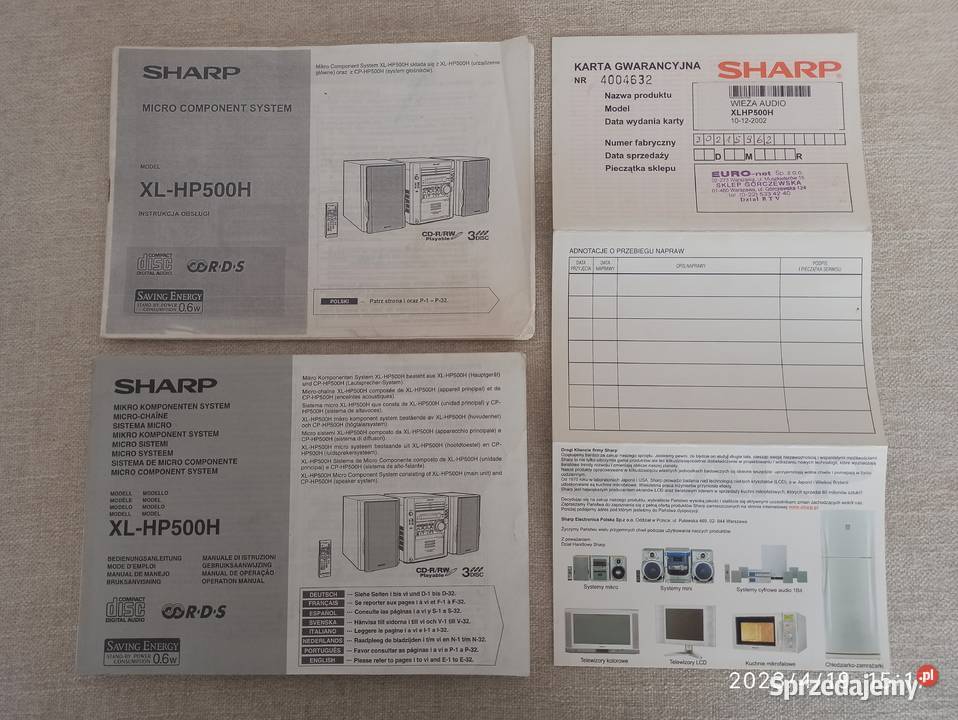 Srebrna wieża SHARP XLHP500 Radzyń Podlaski