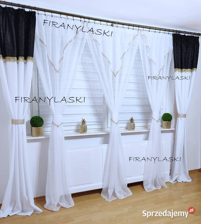 Firana 400x250 firany białe czarne złote Kamień Pomorski sprzedam