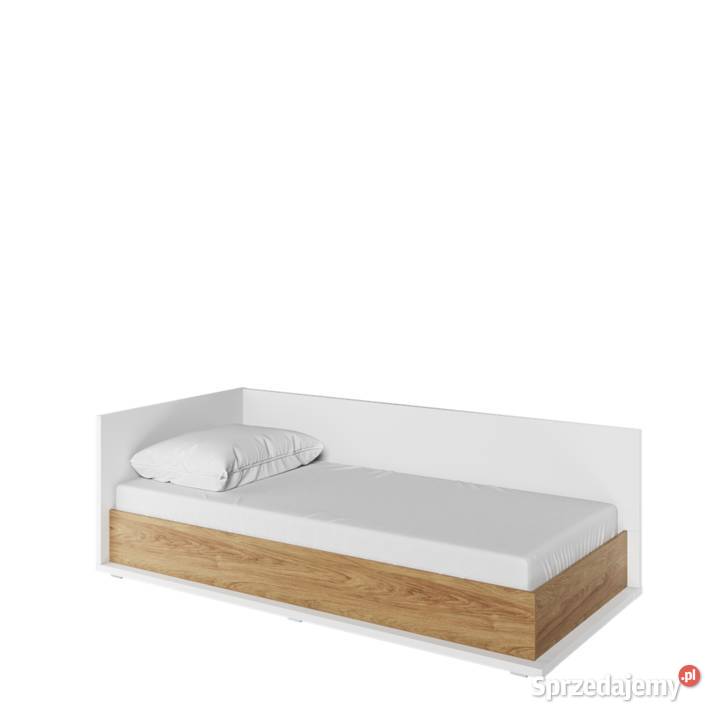 SIMI MS-09L - łóżko 90 lewe z materacem - biały/hikora natur