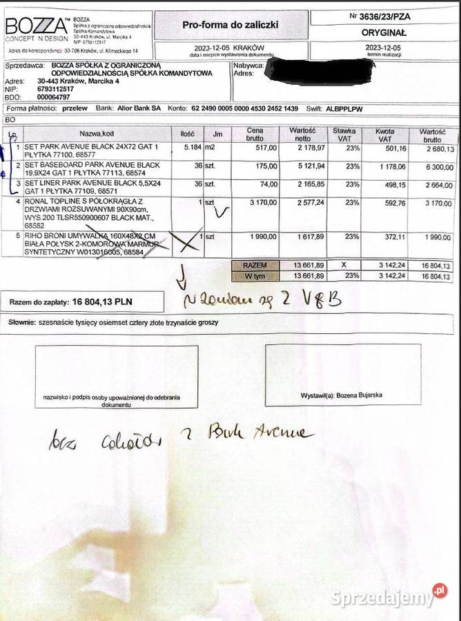 Płytka sztukateryjna Settecento Park Avenue Kraków sprzedam