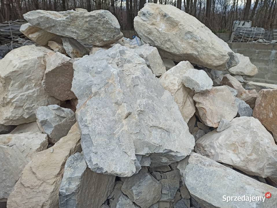 Głaz Kremowy duzy kamień biały jasna skała bryła Oświęcim