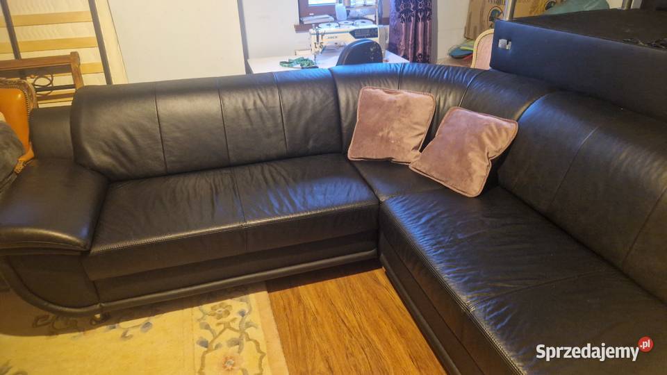 Narożnik ze skóry z funkcją spania Narożniki dolnośląskie Bielawa sprzedam