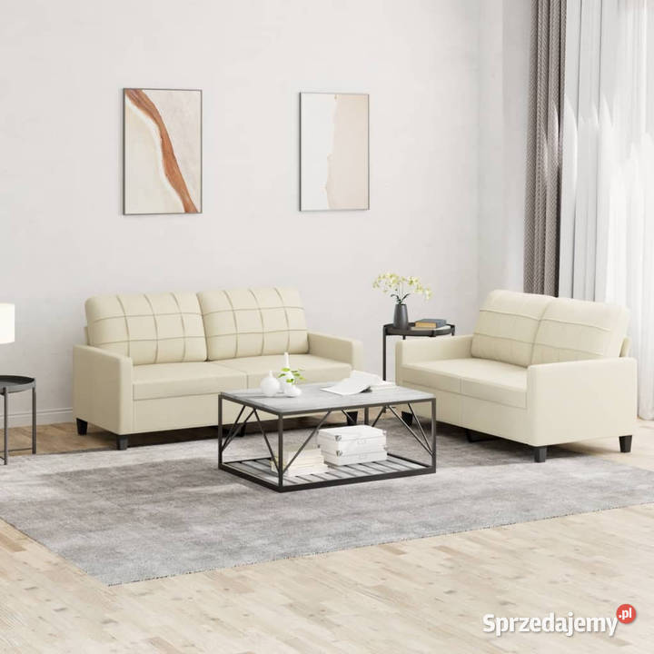 2osobowa sofa z poduszkami kremowa sztuczna Sofy i kanapy mazowieckie Warszawa
