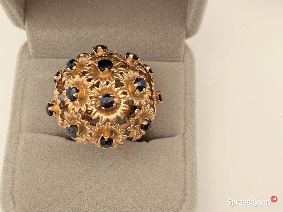 Wspaniały bukiet szafirów Vintage pierścionek Szczecin
