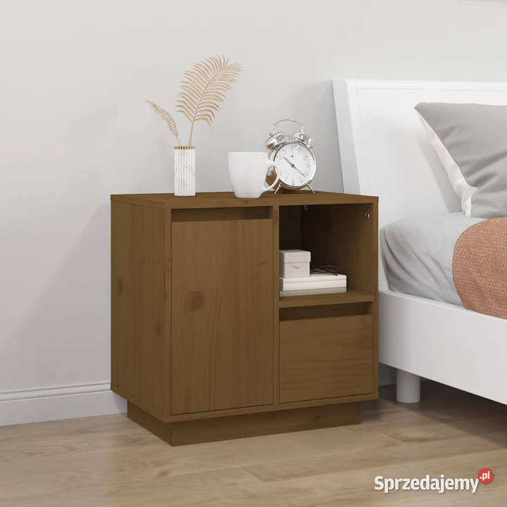 Szafka nocna miodowy brąz 50x34x50 lite drewno