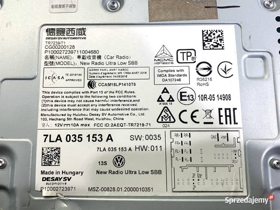 RADIO VW TRANSPORTER T6 7LA035153A ODTWARZACZ