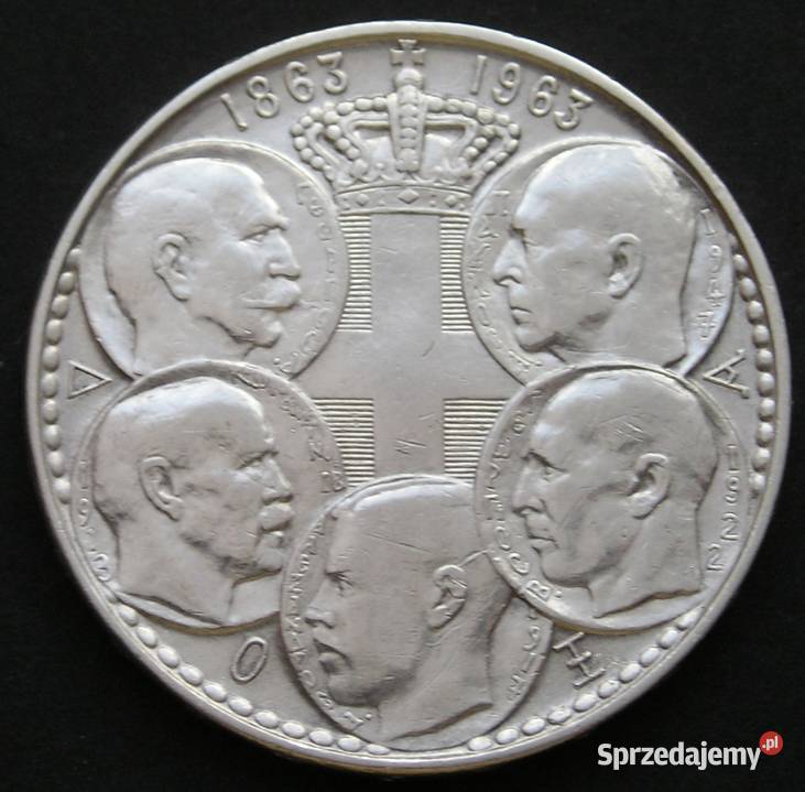 Grecja 30 drachm 1963 100 lat dynastii srebro