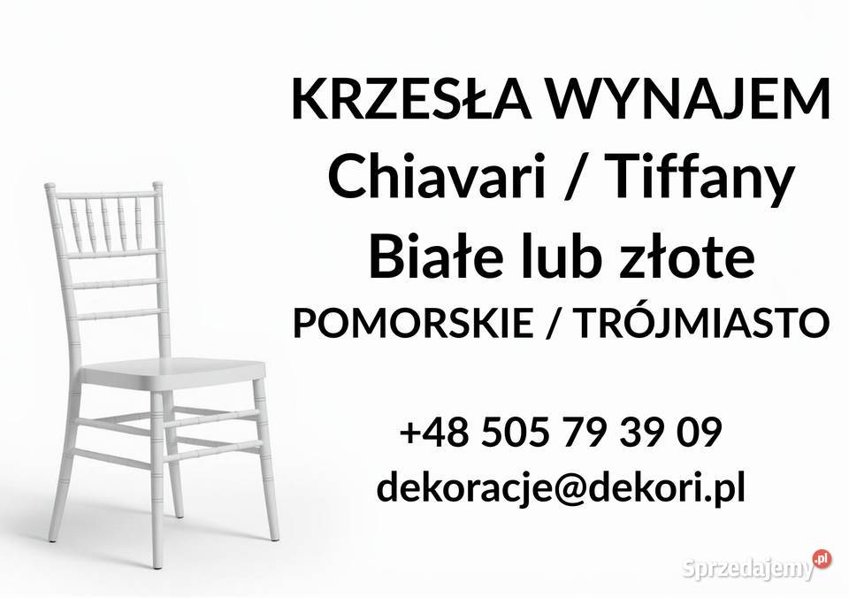 Krzesła Tiffany Chiavari Białe Gdańsk Wynajem Gdynia