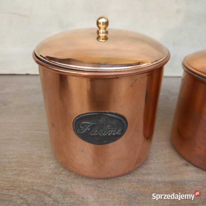 Miedziane pojemniki kuchenne komplet 3 miedziana Warszawa
