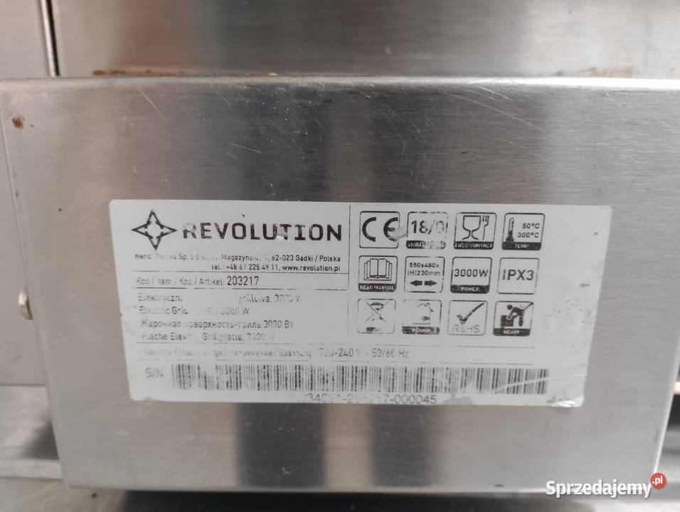Płyta grillowa 3000W 203217 Revolution Wrocław sprzedam