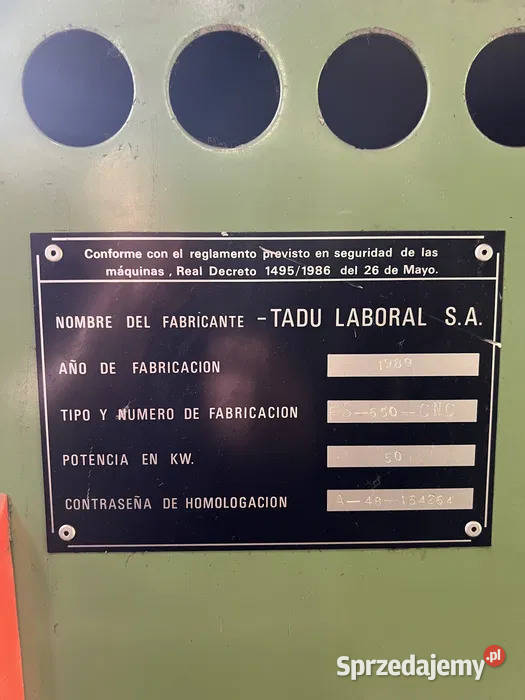 Tokarka tarczowa TADU 1200 CNC sprzedam