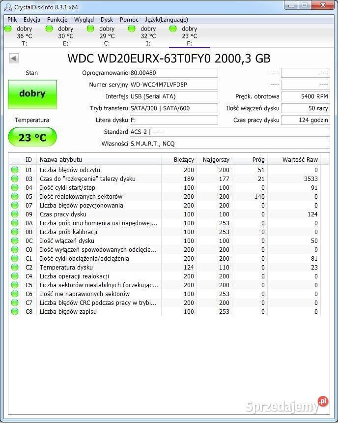 Dysk 2TB WD20EURX SATA III do monitoringu Tomaszów Lubelski