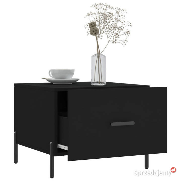 Stolik kawowy czarny 50x50x40 materiał Stoły