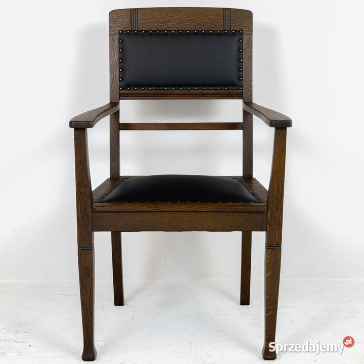 Fotel do biurka dębowy secesja antyk stary skóra Swarzędz sprzedam