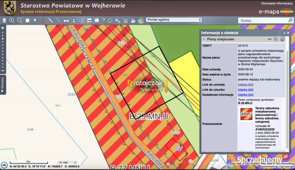 sprzedaży gruntu Zbychowo Kaszubska 1911m2