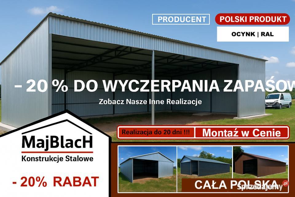 A15RABAT 20 OCYNK Wiata Otwarta Garaż Blaszany Gorzów Wielkopolski