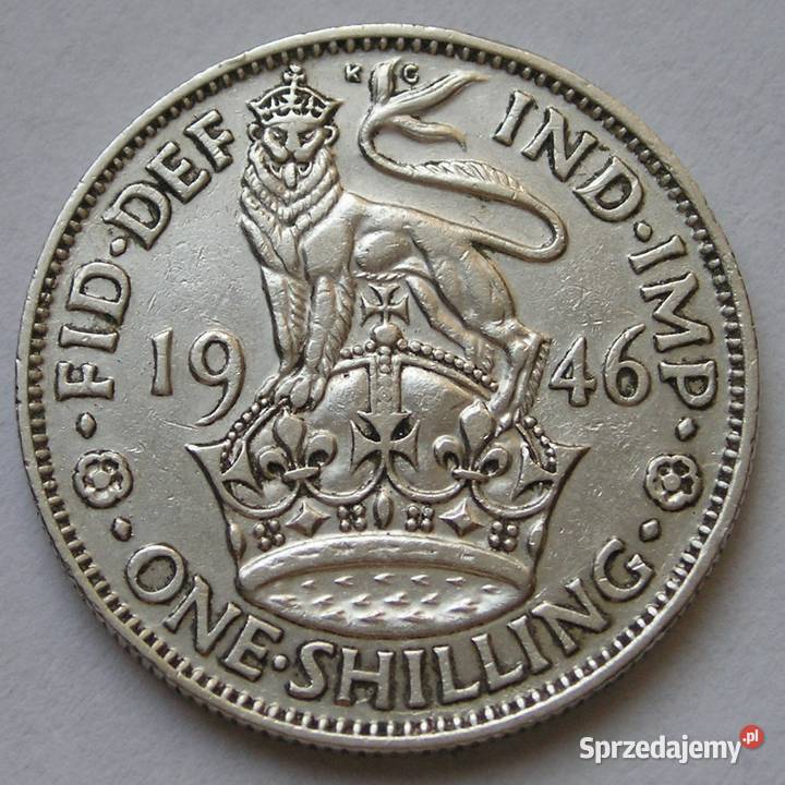 Wielka Brytania 1 shilling 1946 Jerzy VI srebro Łódź