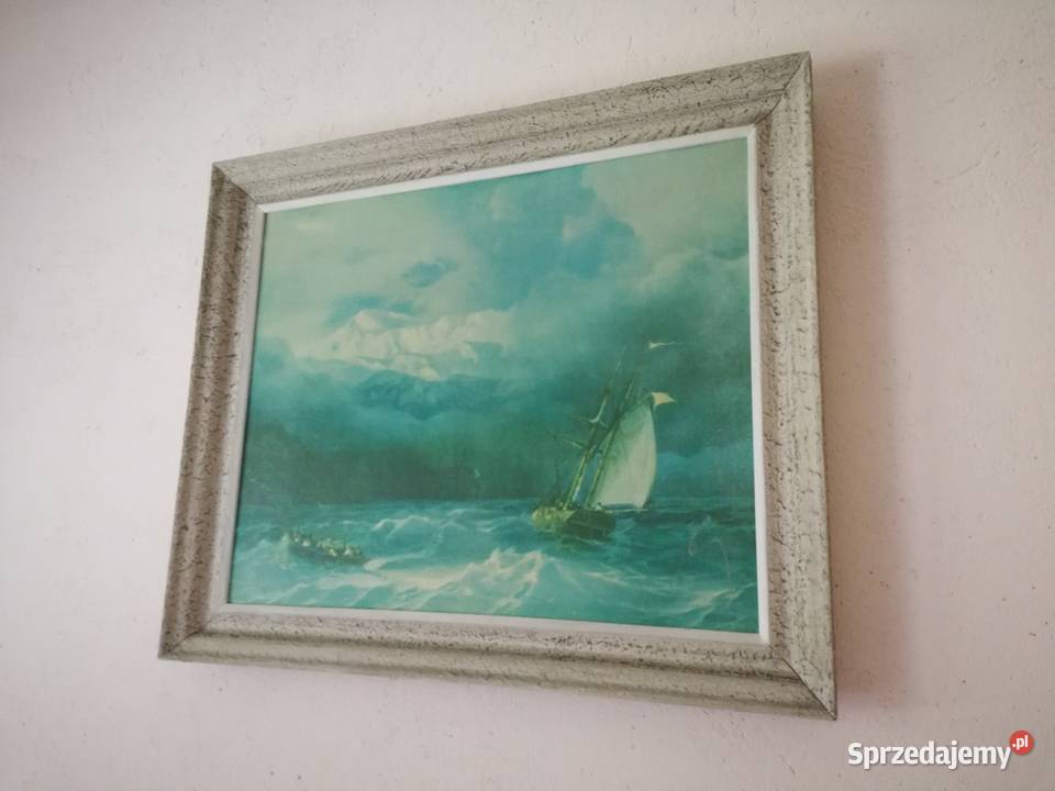 Obraz Burza na morzu 70x59 reprodukcjaŻaglówka
