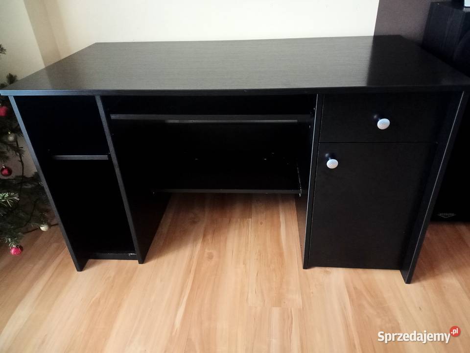 Biurko czarne z szafka i szufladą Bysina