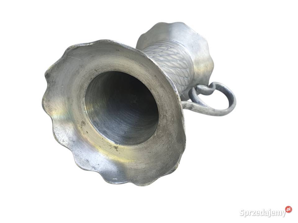 Stary Belgijski świecznik z cyny sygnowany Cieszyn