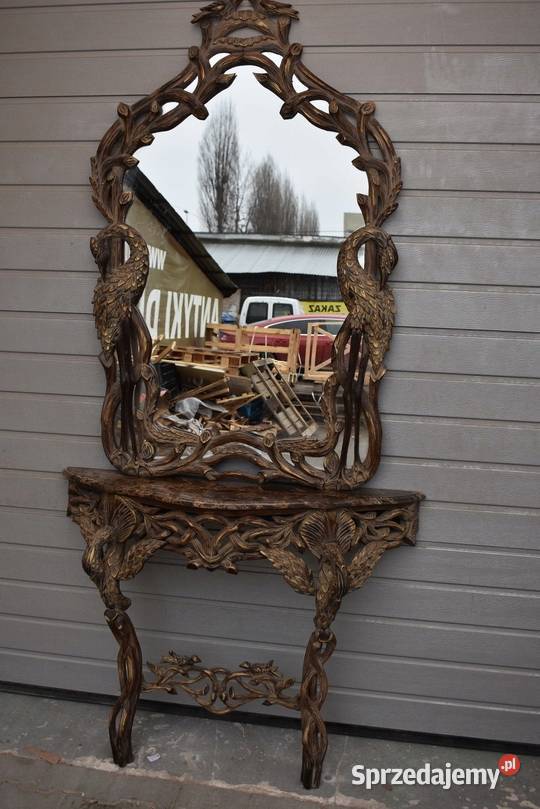 Barokowa Drewniana Konsola z Lustrem Lustro Kraków