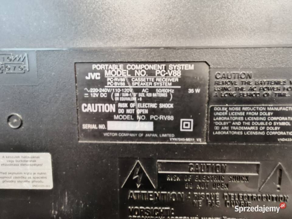 Boombox JVC PCV88 Active Hyper Bass Made in Tychy