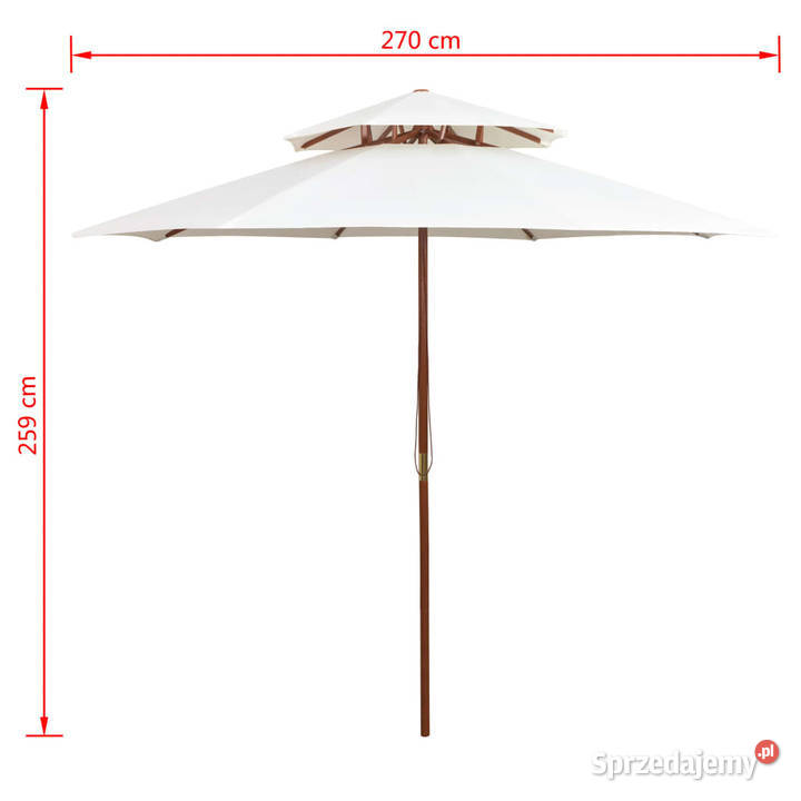 Parasol z podwójnym daszkiem 270x270 drewno Warszawa