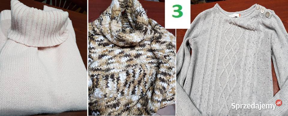 Sweter kardigan golf warkocze tunika merynos