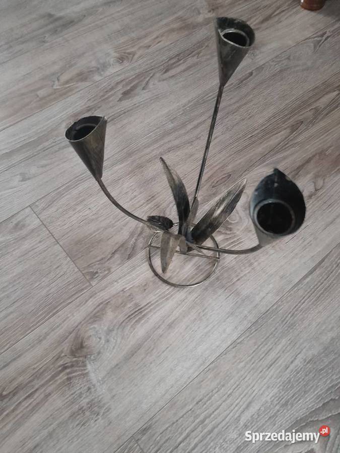 Świecznik metalowy na 3 świece rękodzieło