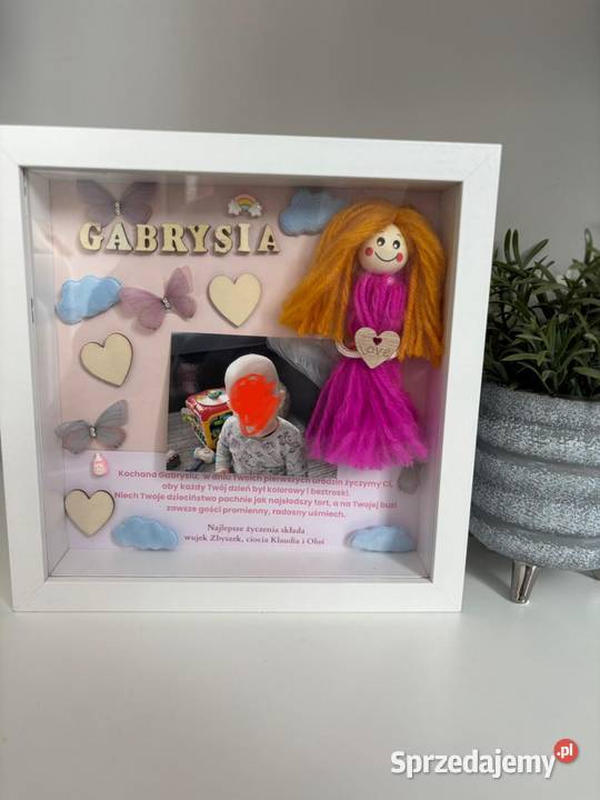 Personalizacowana Ramka 3D z lalą i zdjęciem Poręba