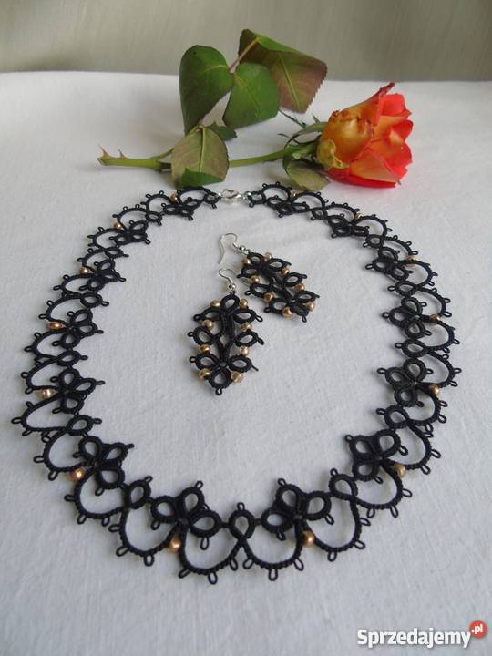 Biżuteria Frywolitkowa Wiśniowa