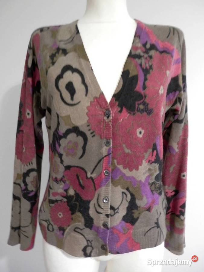Sweter Kardigan Kaszmirowy 100 Kaszmir Włoski brązowy/beżowy