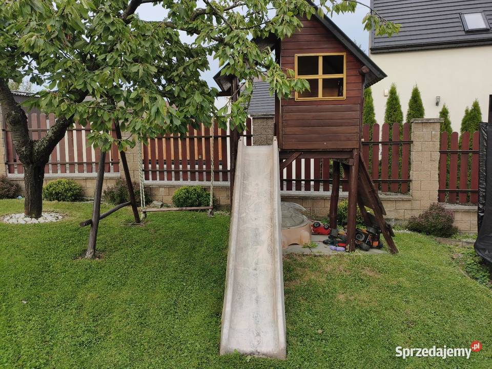 Domek drewniany z huśtawką i zjezdzalnia małopolskie Byszyce