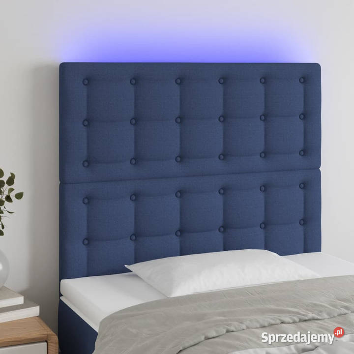 Zagłówek do łóżka z LED niebieski 90x5x118128