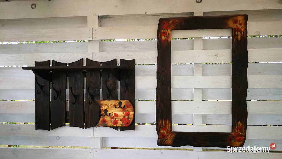 Rama lustra drewniana vintage opalona sielskie Radków