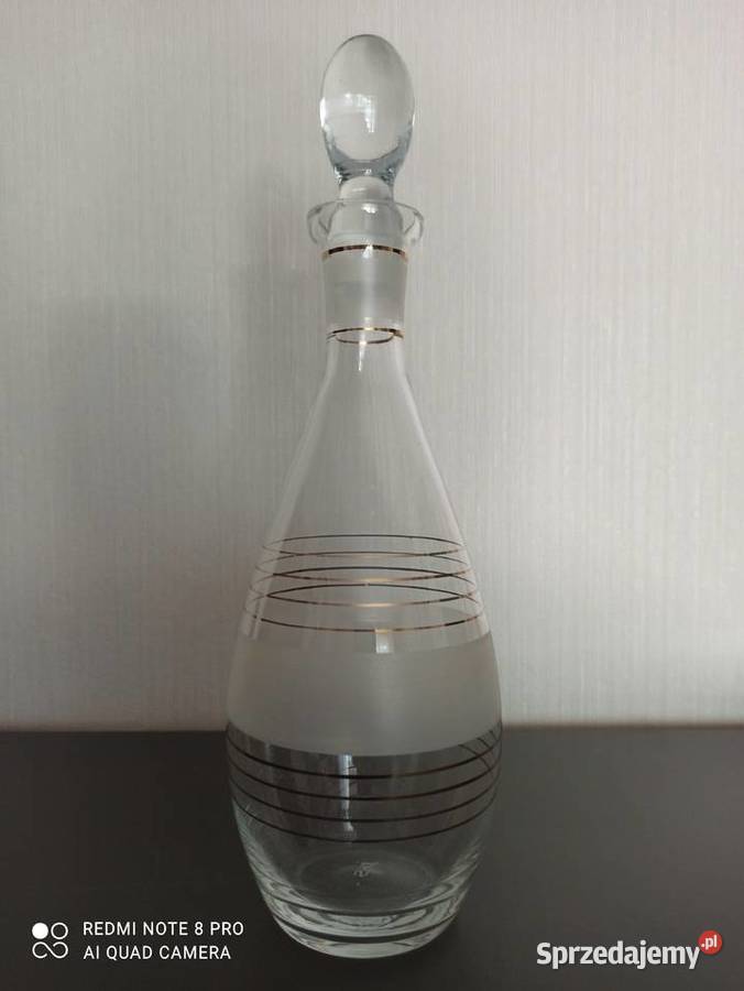 Karafka szklana szkło Hortensja Warpechy Stare