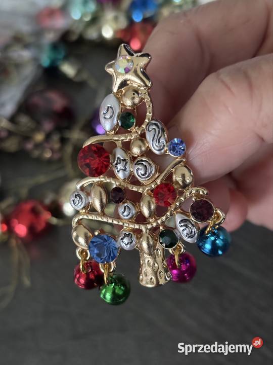 Broszka choinka świąteczna ruchome bombki Broszki małopolskie Kraków