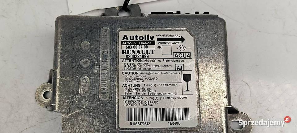 SENSOR AIRBAG RENAULT SCENIC II 8200321999