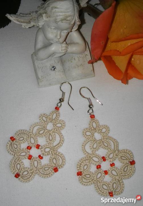 Kolczyki Frywolitkowe Wiśniowa