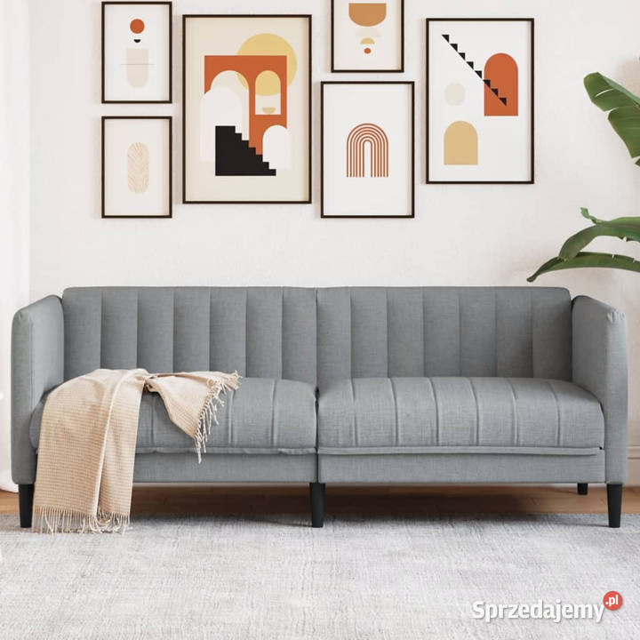 Sofa 2osobowa jasnoszara tapicerowana tkaniną Warszawa