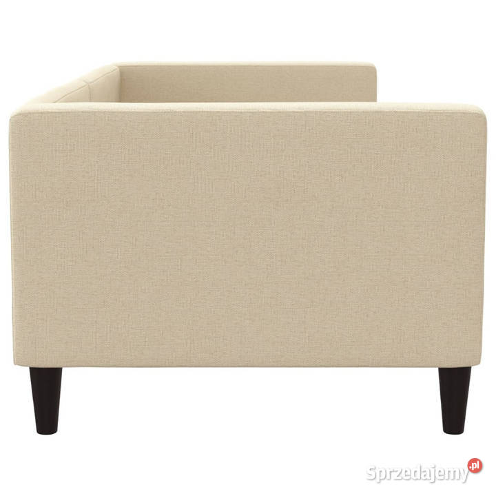 Sofa z funkcją spania kremowa obita tkaniną