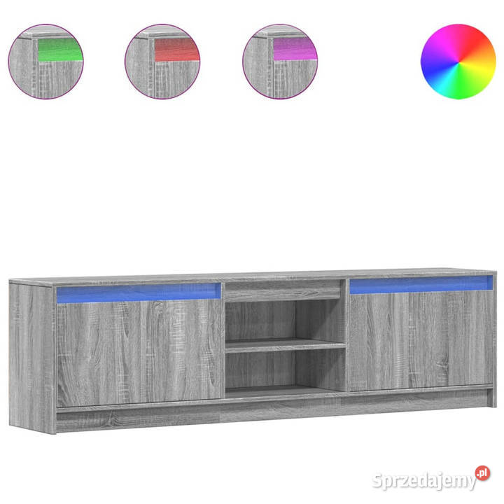 Szafka pod TV z LED szary dąb sonoma 180x34x50 RTV