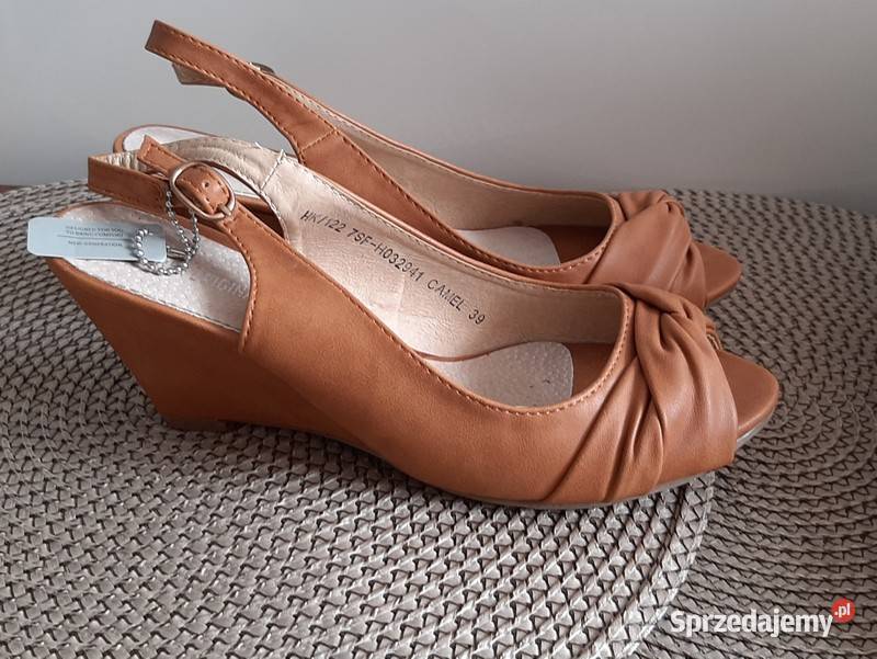 Buty na koturnie skórzane Butik skóra ekologiczna