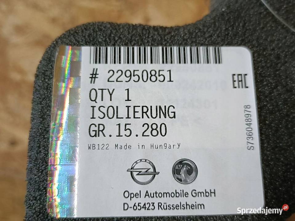 OPEL INSIGNIA A WYGŁUSZENIE BŁOTNIKA LEWE osobowe Pleszew