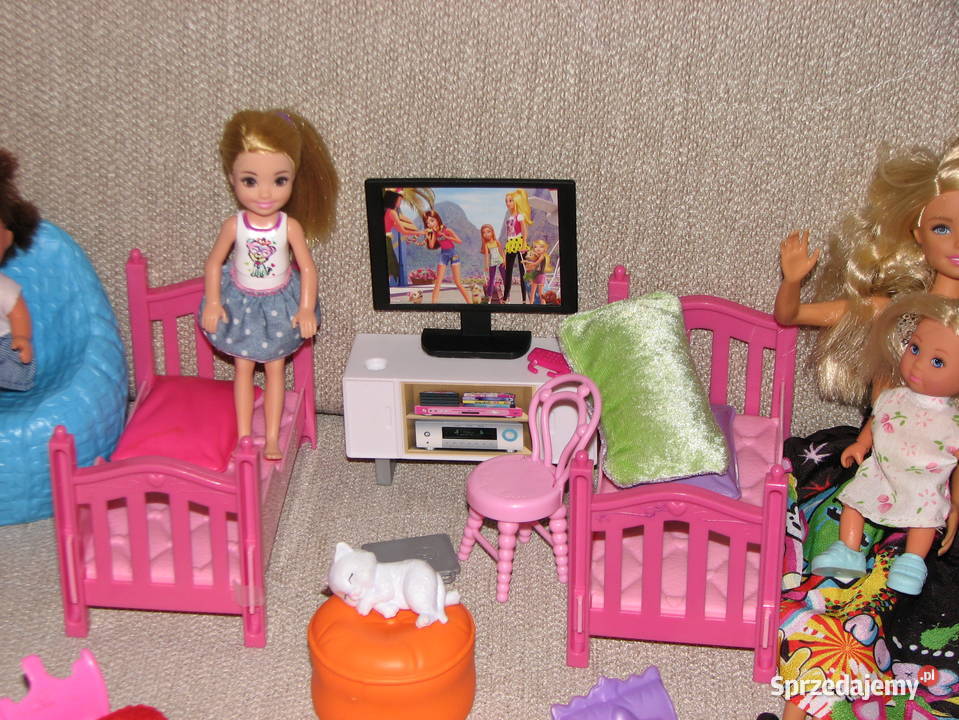 Barbie mega duży zestaw lalki zwierzęta meble