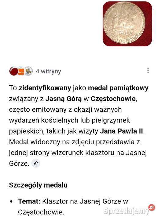 Medal Jana Pawła II srebro mazowieckie