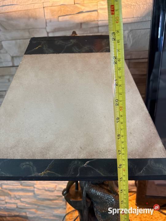 Przedwojenna lampa gabinetowa z brązu sygnowana Długopole-Zdrój