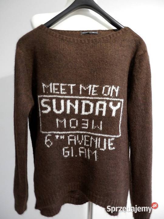 Sweter Wełniany Moherowy Czekoladowy Kolor Łomża