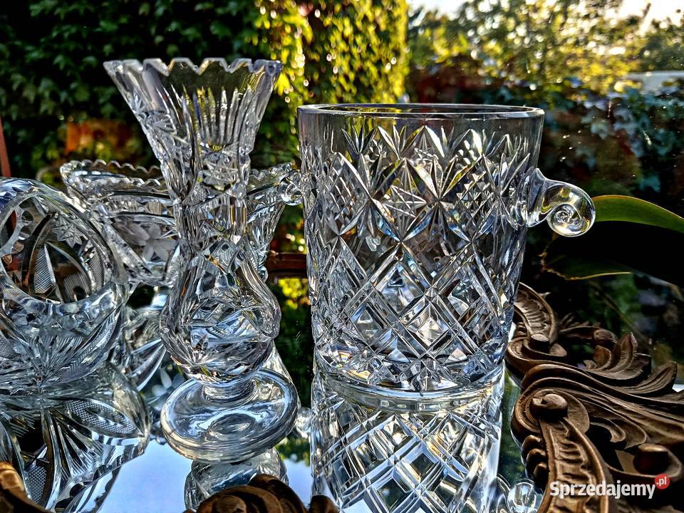 Zestaw kryształów pojemnik na lód wazon gondola Porcelana i szkło lubuskie Klenica