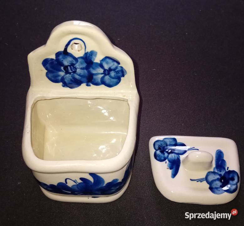 Fajansowy ręcznie malowany zawieszany pojemnik Koźminek